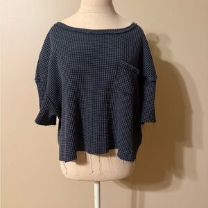 Pilcro Cropped Waffle Top